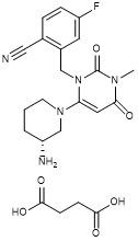 Succcinato 1029877-94-8 de Trelagliptin blanco al casi polvo cristalino blanco C22H26FN5O6